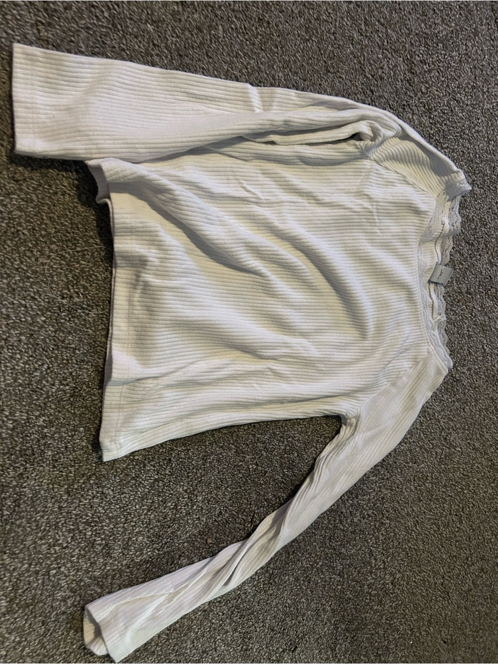 Old Navy Ribbed Long Sleeve Top in Light Gray